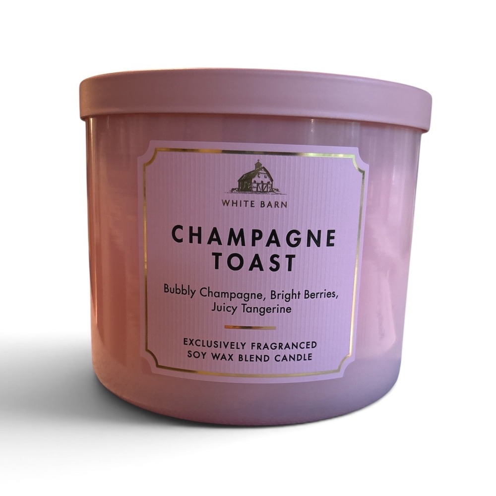 New Champagne Toast 14.5 oz Three Wick Candle Bath & Body Works White Barn
